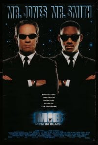 2t627 MEN IN BLACK int'l DS 1sh '97 Will Smith & Tommy Lee Jones close-up!