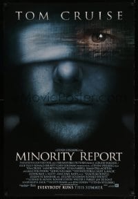 2t631 MINORITY REPORT style A advance DS 1sh '02 Steven Spielberg, close-up image of Tom Cruise!