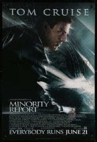2t632 MINORITY REPORT style B int'l advance DS 1sh '02 Steven Spielberg, Tom Cruise close-up!