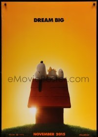 2t694 PEANUTS MOVIE style A teaser DS 1sh '15 wonderful image of Snoopy and Woodstock on doghouse!