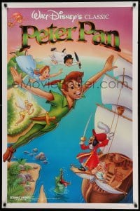 2t703 PETER PAN 1sh R89 Walt Disney animated cartoon classic, flying art by Bill Morrison!