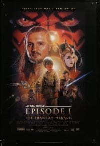 2t020 PHANTOM MENACE style B fan club 1sh '99 George Lucas, Star Wars Episode I, Drew Struzan art!
