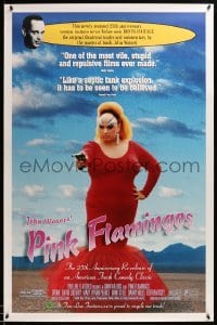 2t707 PINK FLAMINGOS 1sh R97 Divine, Mink Stole, John Waters, proud to recycle their trash!