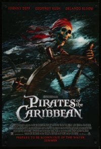 2t709 PIRATES OF THE CARIBBEAN advance DS 1sh '03 Curse of the Black Pearl, skeleton at the wheel!