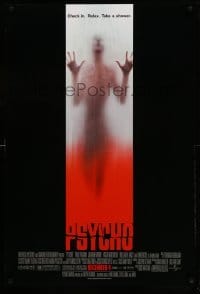 2t727 PSYCHO advance DS 1sh '98 Hitchcock re-make, cool image of victim behind shower curtain!