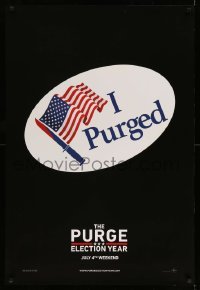 2t731 PURGE ELECTION YEAR teaser DS 1sh '16 'I Voted' parody sticker design, knife and U.S. flag!