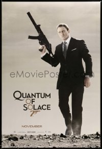 2t732 QUANTUM OF SOLACE teaser DS 1sh '08 Daniel Craig as Bond with silenced H&K UMP submachine gun
