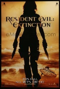 2t744 RESIDENT EVIL: EXTINCTION teaser DS 1sh '07 sexy Milla Jovovich in zombie killing action!