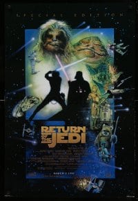 2t013 RETURN OF THE JEDI style D advance 1sh R97 George Lucas, cool art by Drew Struzan!