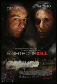 2t751 RIGHTEOUS KILL advance 1sh '08 cool image of Robert De Niro & Al Pacino over silenced gun!