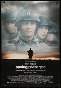 2t774 SAVING PRIVATE RYAN DS 1sh '98 Spielberg, cast image of Tom Hanks, Tom Sizemore, Matt Damon!