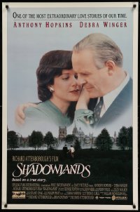 2t785 SHADOWLANDS int'l 1sh '93 great romantic image of Anthony Hopkins & Debra Winger!