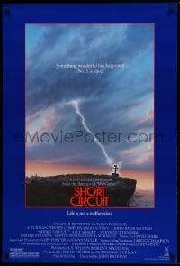 2t789 SHORT CIRCUIT 1sh '86 cool artwork of Johnny Five being struck by lightning by John Alvin!