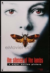 2t793 SILENCE OF THE LAMBS style A teaser DS 1sh '90 great image of Jodie Foster w/moth over mouth!