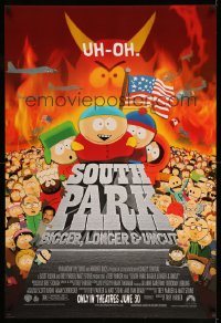 2t806 SOUTH PARK: BIGGER, LONGER & UNCUT advance DS 1sh '99 Parker & Stone animated musical!