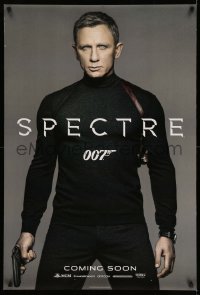 2t810 SPECTRE int'l teaser DS 1sh '15 color image of Daniel Craig as James Bond 007 with gun!