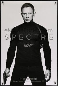 2t812 SPECTRE teaser DS 1sh '15 cool image of Daniel Craig as James Bond 007 with gun!