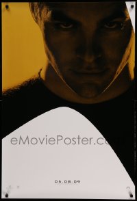 2t829 STAR TREK teaser 1sh '09 close-up of Chris Pine as Captain Kirk over yellow background!