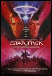 2t839 STAR TREK V 1sh '89 The Final Frontier, art of William Shatner & Leonard Nimoy by Bob Peak!