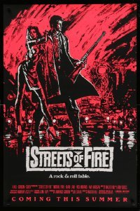 2t859 STREETS OF FIRE advance 1sh '84 Walter Hill, cool pink dayglo Riehm art!
