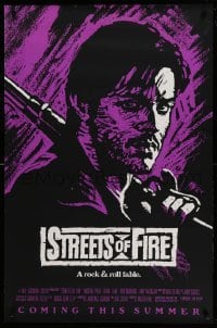 2t860 STREETS OF FIRE advance 1sh '84 Walter Hill, cool purple dayglo Riehm art!