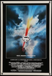 2t873 SUPERMAN 27x40 commercial poster '06 comic book hero Christopher Reeve, Bob Peak logo art!