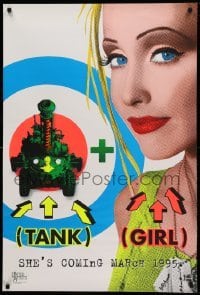 2t884 TANK GIRL teaser 1sh '95 Lori Petty, based on the comic strip, cool blacklight design!