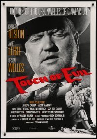 2t923 TOUCH OF EVIL heavy stock 1sh R98 close-up of Orson Welles, Charlton Heston & Janet Leigh!