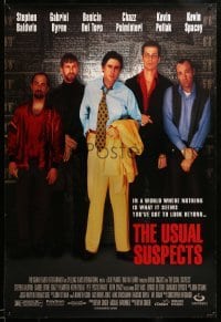 2t952 USUAL SUSPECTS recalled DS 1sh '95 Baldwin, Byrne, Pollak, Del Toro, Kevin Spacey with watch!