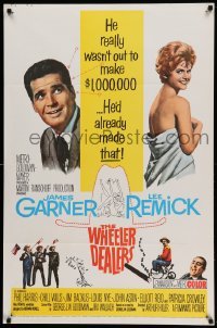 2t978 WHEELER DEALERS 1sh '63 James Garner, sexy Lee Remick wrapped only in a sheet!