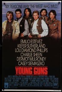2t996 YOUNG GUNS 1sh '88 Emilio Estevez, Charlie Sheen, Kiefer Sutherland, Lou Diamond Phillips