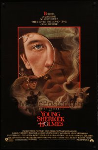 2t997 YOUNG SHERLOCK HOLMES 1sh '85 Steven Spielberg, Nicholas Rowe, really cool detective art!