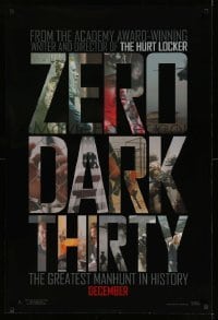 2t999 ZERO DARK THIRTY teaser DS 1sh '12 Jessica Chastain, cool title design over black background!