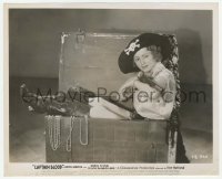 2w207 CAPTAIN BLOOD candid 8.25x10 still '35 Olivia De Havilland in treasure chest with pirate hat!
