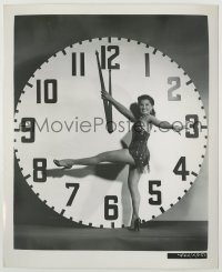 2w276 DEBRA PAGET 8.25x10 still '50s in sexy New Year's outfit by clock about to strike midnight!