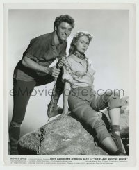 2w344 FLAME & THE ARROW 8.25x10 still R71 Burt Lancaster smiles at sexy chained Virginia Mayo!