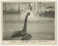 2w557 LAND UNKNOWN 8x10.25 still '57 fx image of helicopter flying over dinosaur in water!