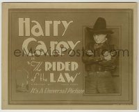 2w795 RIDER OF THE LAW 8x10 LC '19 directed by John Ford, Harry Carey with gun in hand, lost film!