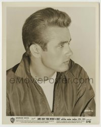 2w776 REBEL WITHOUT A CAUSE 8x10.25 still '55 best profile portrait of James Dean, Nicholas Ray!