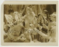 2w857 SKIRTS 8x10.25 still '28 Syd Chaplin & others in wacky hats toast Betty Balfour at party!