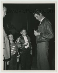 2w887 STRATTON STORY candid deluxe 8x10.25 still '49 James Stewart signing baseball for young fans!