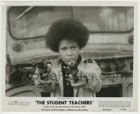 2w890 STUDENT TEACHERS 8x10 still '73 great close up of tough Brenda Sutton with two guns drawn!