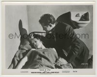 2w941 TOUCH OF EVIL 8x10.25 still '58 c/u of Charlton Heston by unconscious Janet Leigh in bed!