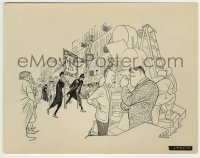 2w998 YOUNG SAVAGES 8x10.25 still '61 Hirschfeld art of Burt Lancaster & John Frankenheimer on set!