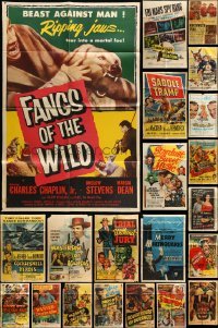 2x022 LOT OF 54 FOLDED ONE-SHEETS '40s-50s great images from a variety of different movies!