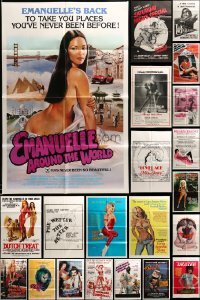 2x017 LOT OF 61 FOLDED SEXPLOITATION ONE-SHEETS '60s-80s great images from sexy movies!