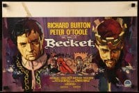 2y143 BECKET Belgian '64 great Ray artwork of Richard Burton in the title role, Peter O'Toole!