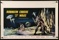 2y164 ROBINSON CRUSOE ON MARS Belgian '64 sci-fi art of Paul Mantee & his man Friday Victor Lundin