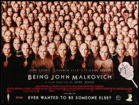 2y605 BEING JOHN MALKOVICH DS British quad '00 Spike Jonze, wacky image of lots of Malkovich masks!