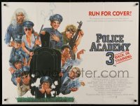 2y674 POLICE ACADEMY 3 British quad '86 Steve Guttenberg, Bubba Smith & cast by Drew Struzan!